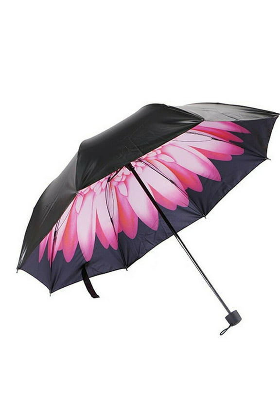 50+ Anti-UV Sun Rain Protection Windproof Flower Parasols 3 Folding Umbrella