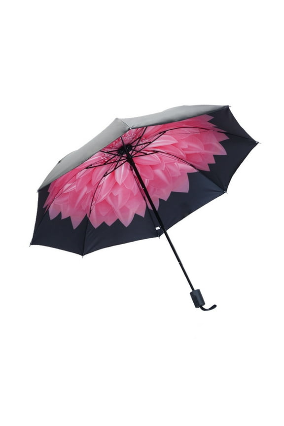 50+ Anti-UV Sun Rain Protection Windproof Flower Parasols 3 Folding Umbrella