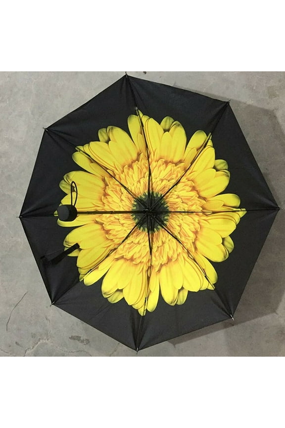 50+ Anti-UV Sun Rain Protection Windproof Flower Parasols 3 Folding Umbrella
