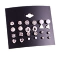 thumbnail image 1 of Magik 6~12 Pairs Fashion Rhinestone Crystal Pearl Earrings Set Women Ear Stud Jewelry (Heart 12 Pairs Silver), 1 of 5