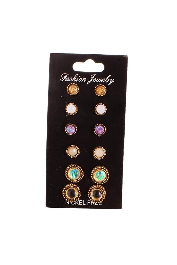6~12 Pairs Fashion Rhinestone Crystal Pearl Earrings Set Women Ear Stud Jewelry (Rhinestone 6 Pairs)