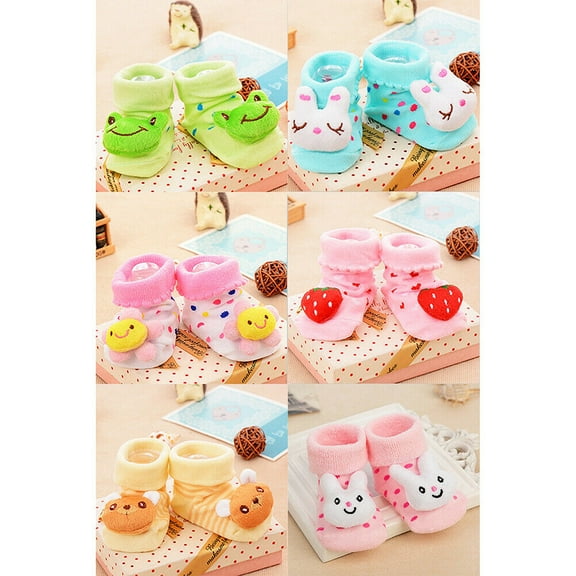 Magik 6 Pack Wrapables Cute 3D Cartoon Anti-Skid Baby Booties Sock Slipper Shoes