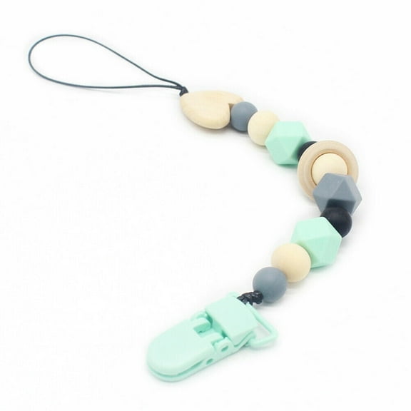 Magik Baby Pacifier Clip Chain Binky Holder Teething Beads Wooden Silicone