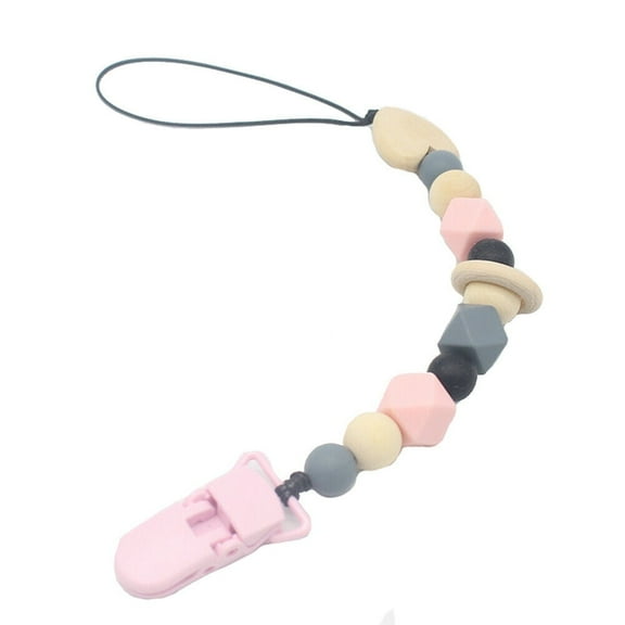 Magik Baby Pacifier Clip Chain Binky Holder Teething Beads Wooden Silicone