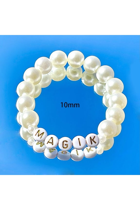 Custom Name Bracelet High Luster Imitation Pearl Stackable Mama Bracelet