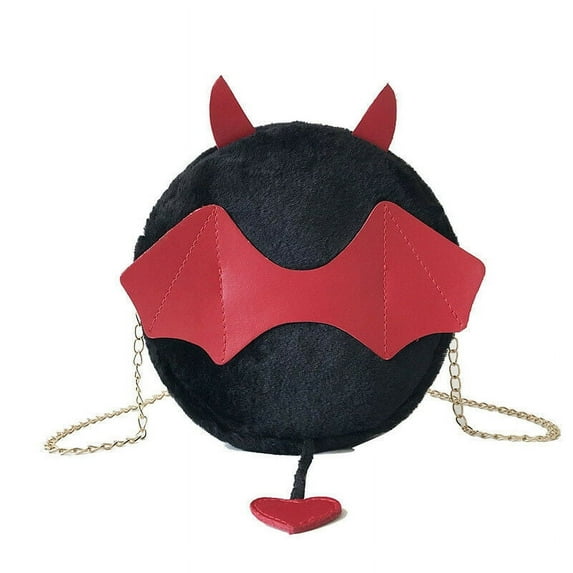 Magik Devil Monster Crossbody Shoulder Bag Faux Fur Fluffy Bat Doll Toys Handbag