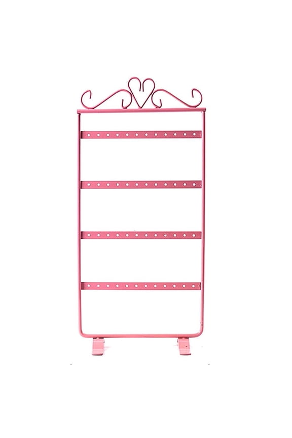 Earrings Necklace Jewelry Stand Holder Rack Tower Tree Metal Display Shelf Copper Showcase (Pink)