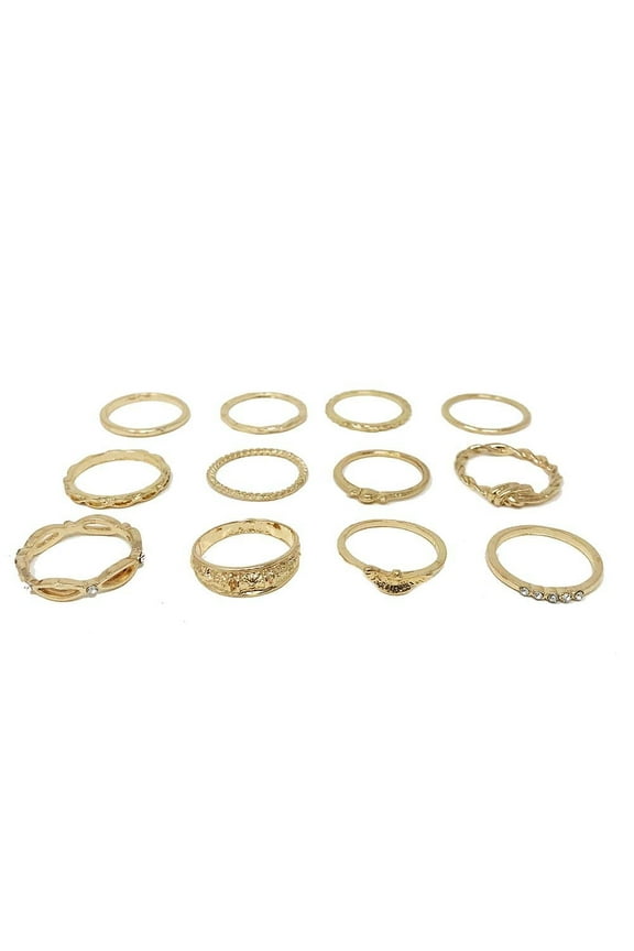 Knuckle Ring Sets Stacking Bands Midi Mid Above Joint Rings Punk Finger Tip (12 Pcs Wiring Gold)