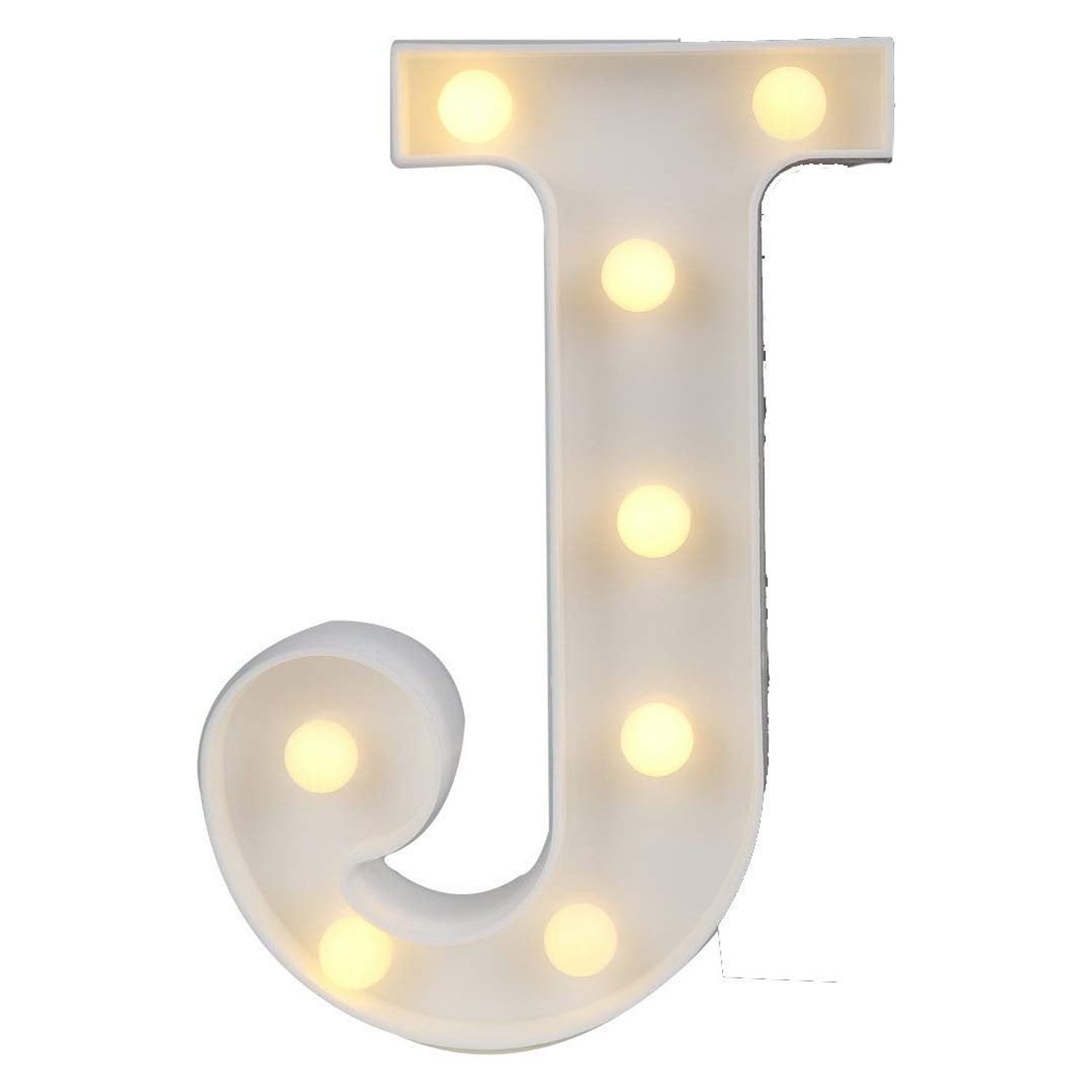 Magik Light up Letter LED Alphabet Number Symbol Plastic Battery Operated  Party Sign Wedding Festival Stand Decoration (Letter J)