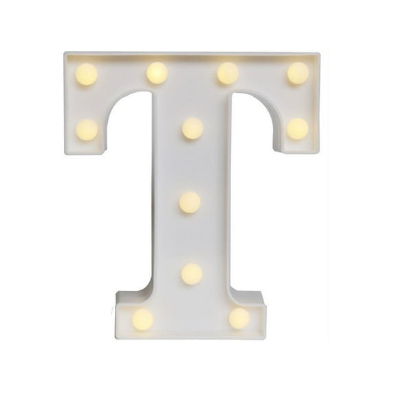 Magik Light up Letter LED Alphabet Number Symbol Plastic Battery Operated Party Sign Wedding Festival Stand Decoration (Letter T)