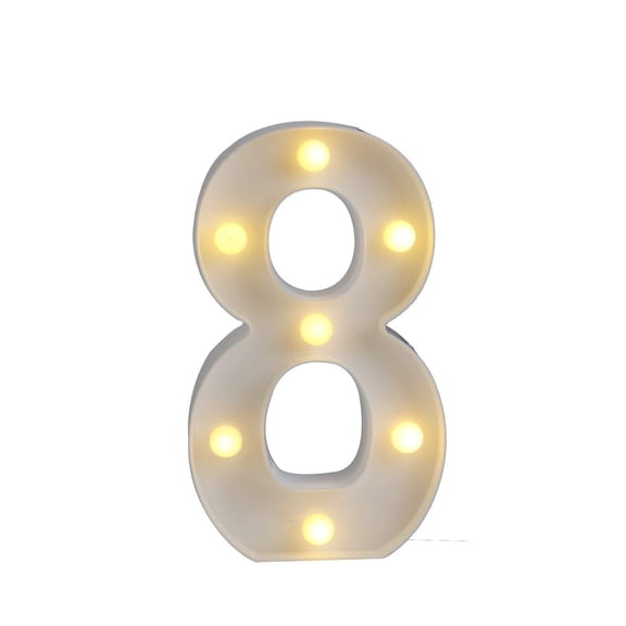 Magik Light up Letter LED Alphabet Number Symbol Plastic Battery Operated Party Sign Wedding Festival Stand Decoration (Number 8)