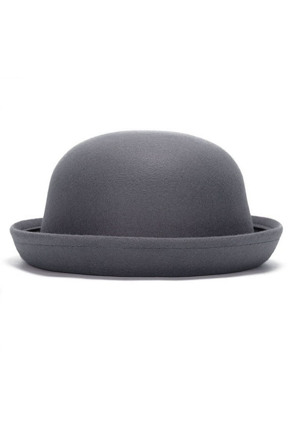 Men Women Woolen Roll-up Brim Fedora Bowler Hat