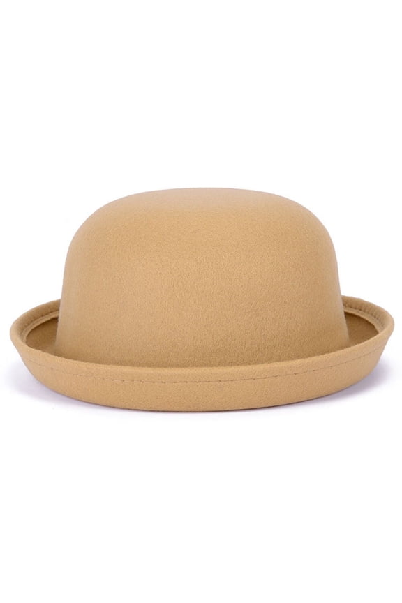 Men Women Woolen Roll-up Brim Fedora Bowler Hat