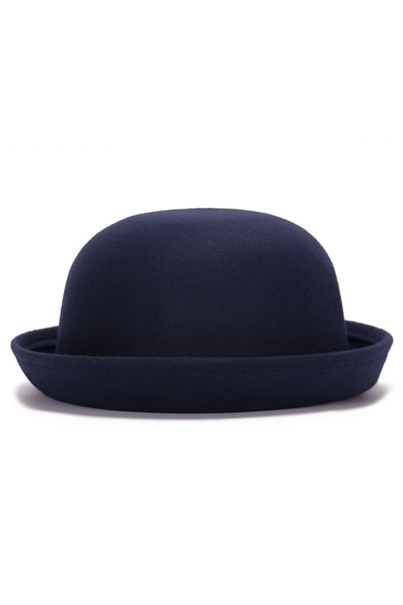 Men Women Woolen Roll-up Brim Fedora Bowler Hat