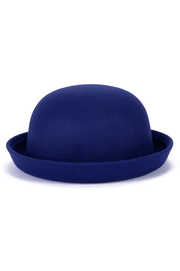 Men Women Woolen Roll-up Brim Fedora Bowler Hat
