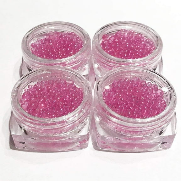 Magik Mini Bubble Beads 3D Nail Art Decoration Manicure 1-3mm Mixed Colorful DIY (4 Pack, Hot Pink)