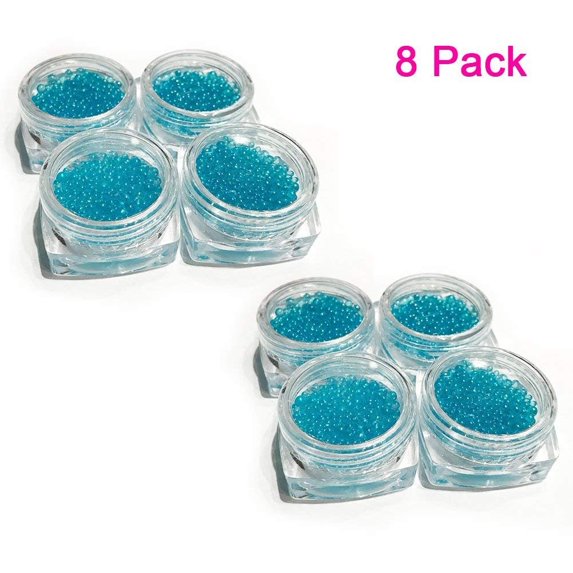 Magik Mini Bubble Beads 3D Nail Art Decoration Manicure 1-3mm Mixed Colorful DIY (8 Pack, Blue)