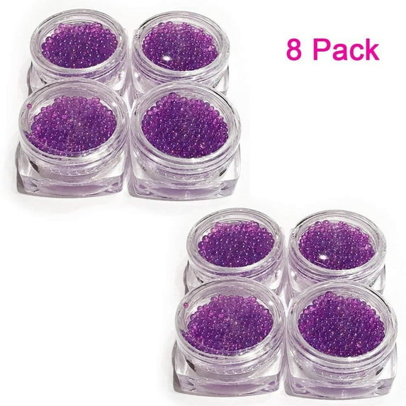Magik Mini Bubble Beads 3D Nail Art Decoration Manicure 1-3mm Mixed Colorful DIY (8 Pack, Dark Purple)