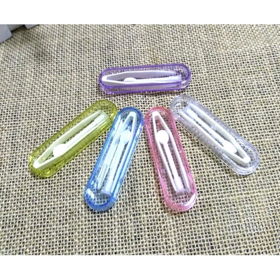 Magik Mini Travel Plastic Contact Lens Box Holder Case Container + Tweezer Set (5 Pack)