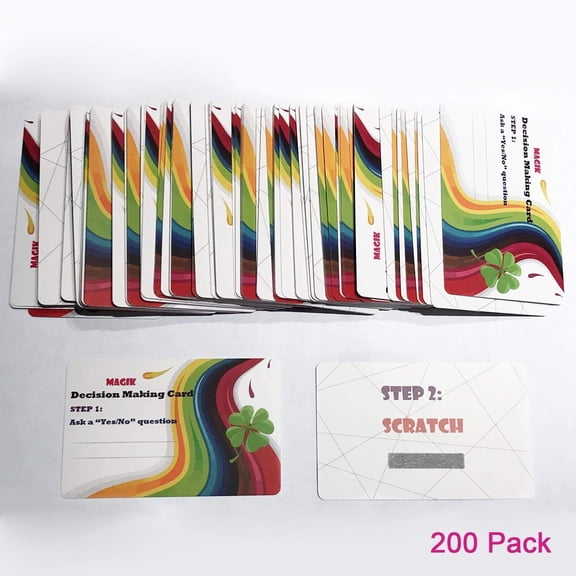 Magik Scratch-Off Decision Making Card Luck Fortune Telling Hint Teller Pressure Relief Coloring Answering Card (Decision Making Card, 200 Pack)