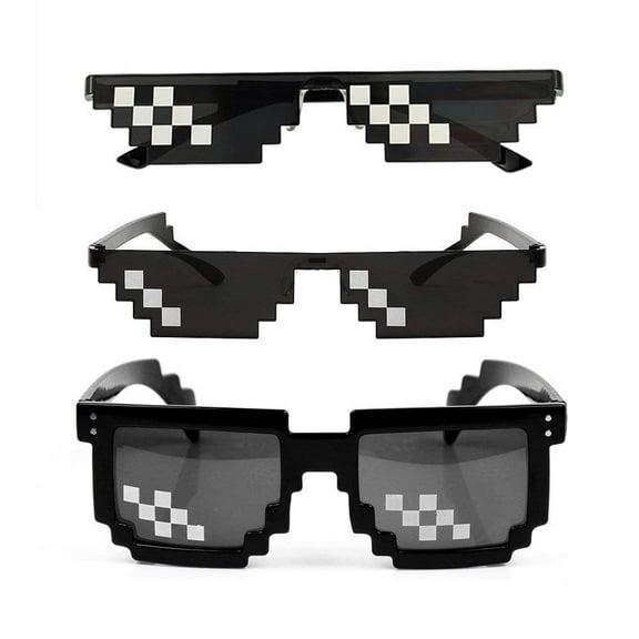 Magik Thug Life Glasses Sunglasses MLG Shades Eyewear 8 Bit Pixel Unisex Meme Cool Mosaic Glasses Party Glasses (3 Pack(Square 3Grid 6Grid))