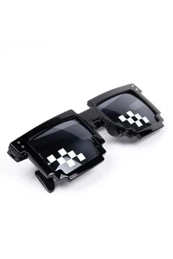 Thug Life Glasses Sunglasses MLG Shades Eyewear 8 Bit Pixel Unisex Meme Cool Mosaic Glasses Party Glasses (Black, Square)