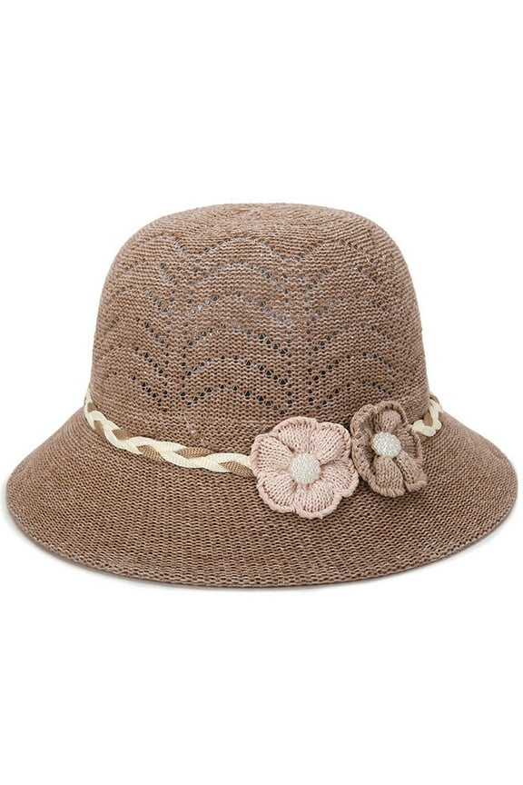 Women Lady Summer Breathable Sun Braided Trim Straw Bowler Cap Cloche Hat