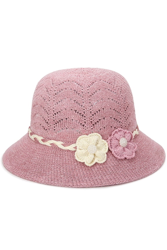 Women Lady Summer Breathable Sun Braided Trim Straw Bowler Cap Cloche Hat