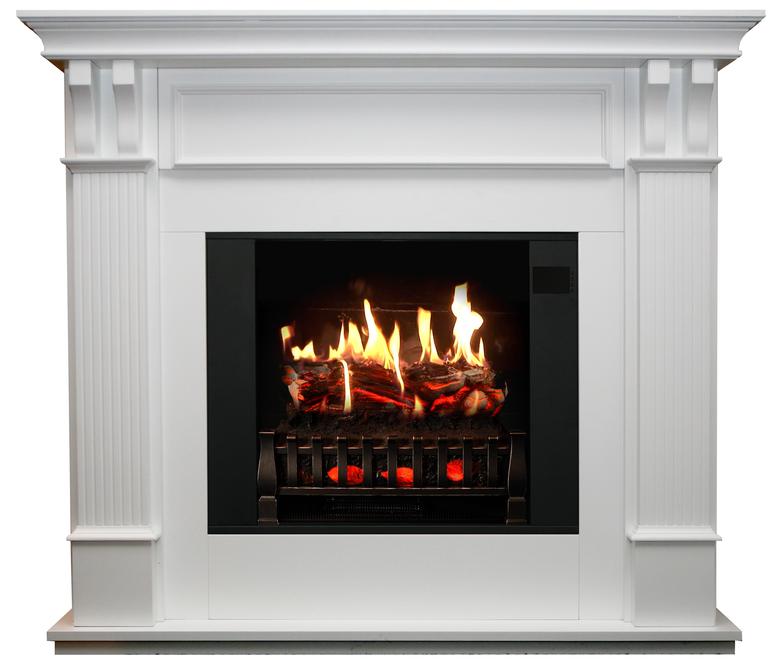 MagikFlame Electric Fireplace, Trinity White Mantel, 55"x48"x18"