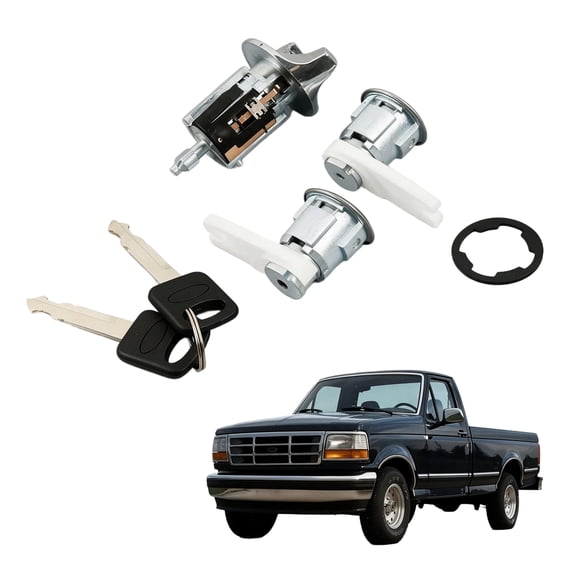 Magimaker Chrome Ignition & Door Lock Cylinder Set With Keys for Ford 1990-1995 Aerostar Bronco Ranger F150 F250 F350 LTD Crown Vic Mercury Grand Marquis F3UZ1522050D F2UZ1522050A