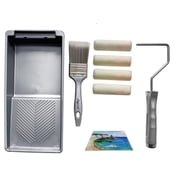 Magimate Small Roller Paint Set with Threaded Roller Handle, 2 inch Paint Brush and Mini Paint Tray for Home Touch-ups and Art Painting   4 inch Paint Roller Kit 7-piece