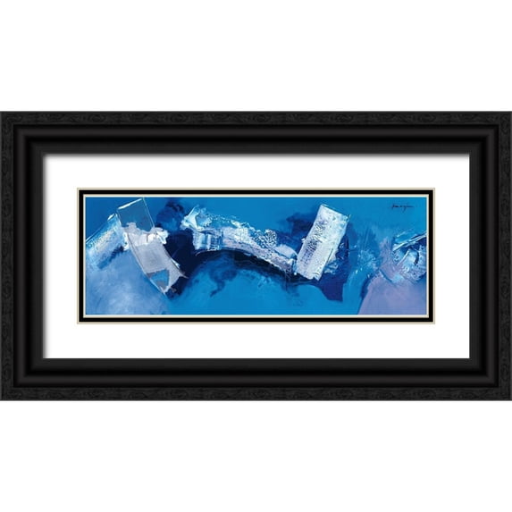 Magis, Pascal 14x7 Black Ornate Wood Framed with Double Matting Museum Art Print Titled - Bleu blanc