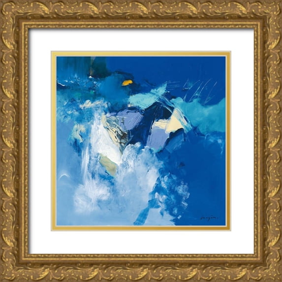 Magis, Pascal 20x20 Gold Ornate Wood Framed with Double Matting Museum Art Print Titled - Bleu