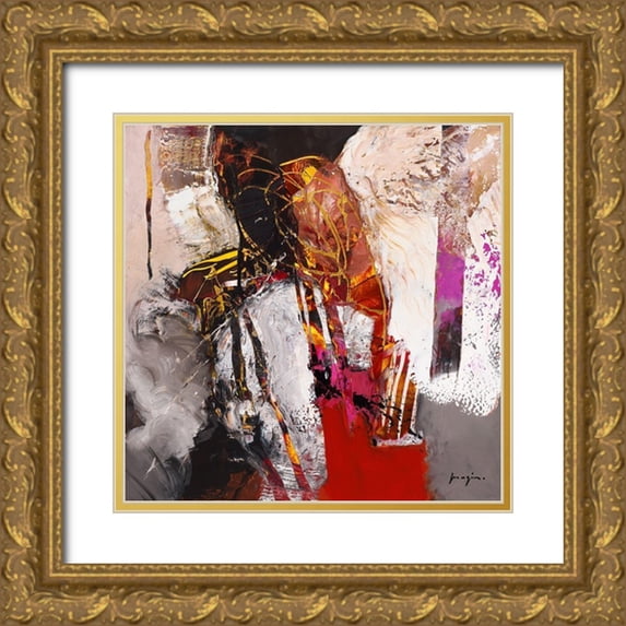 Magis, Pascal 20x20 Gold Ornate Wood Framed with Double Matting Museum Art Print Titled - Variations abstraites XII