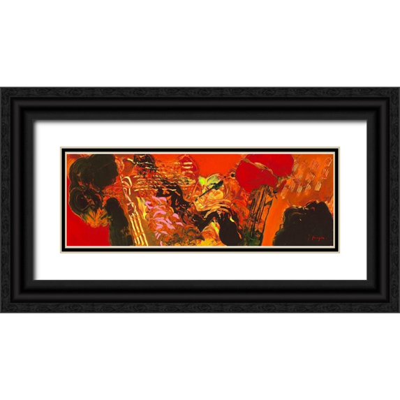 Magis, Pascal 24x11 Black Ornate Wood Framed with Double Matting Museum Art Print Titled - Variations abstraites XXII