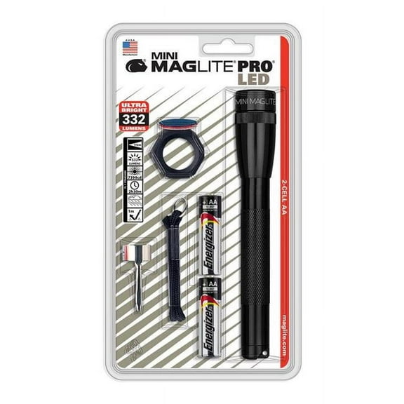 Maglite SP2P01C Pro Mini LED Flashlight, Black, 332 Lumens