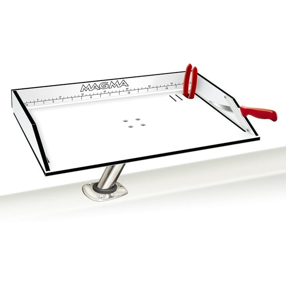 Magma T10-312B 20" Bait & Fillet Table | Boat Fillet Station with Rod Holder Mount | Marine Cutting Board | Fishing Accessory