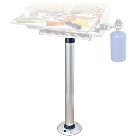 Magma T10-185 Double Locking Stowable Pedestal Mount for Single Mount Rectangle Grills and Tables | Stainless Steel Boat BBQ Mount