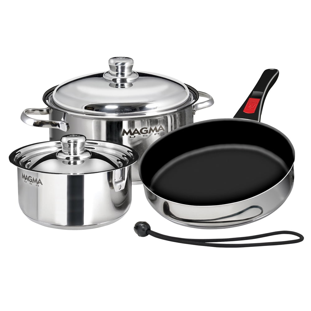 Silver Stainless Steel Non-Stick 7-Piece Nesting Cookware Set
