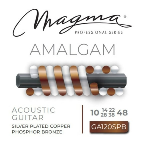 Magma Acoustic Guitar Strings Light Gauge AMALGAM PB and SP wound Set, .010 - .048 (FBA-GA120SPB)