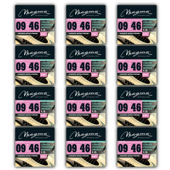 Magma Acoustic Guitar Strings Light Gauge COATED Phosphor Bronze Set, .009 - .046 (GA100P)