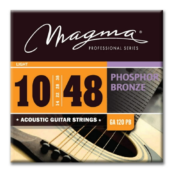 Magma Acoustic Guitar Strings Light Gauge Phosphor Bronze Set, .010 - .048 (GA120PB)