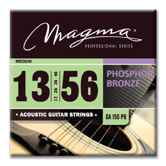 Magma Acoustic Guitar Strings Medium Gauge Phosphor Bronze Set, .013 - .056 (GA150PB)