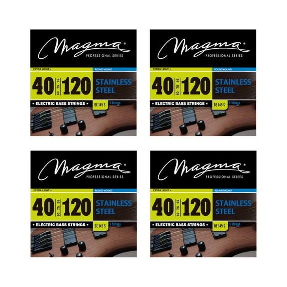 Magma Electric Bass Strings Extra Light - Stainless Steel Round Wound - Long Scale 34" 5 Strings Set, .040 - .120 (BE145S)