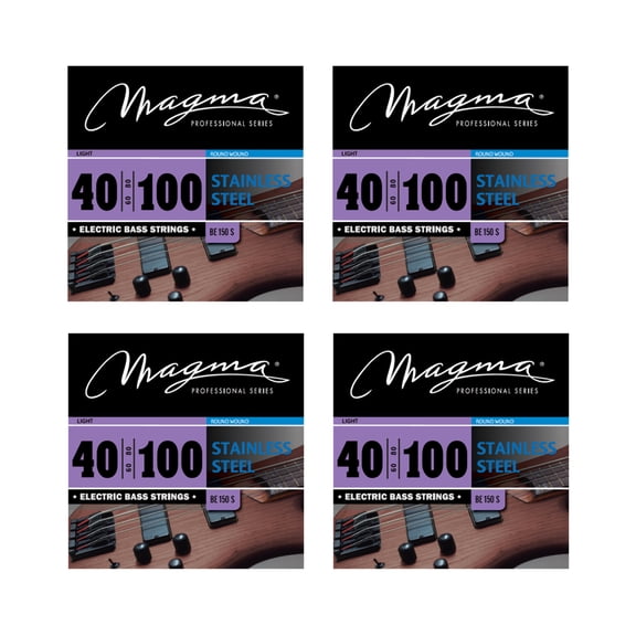Magma Electric Bass Strings Light - Stainless Steel Round Wound - Long Scale 34" Set, .040 - .100 (BE150S)