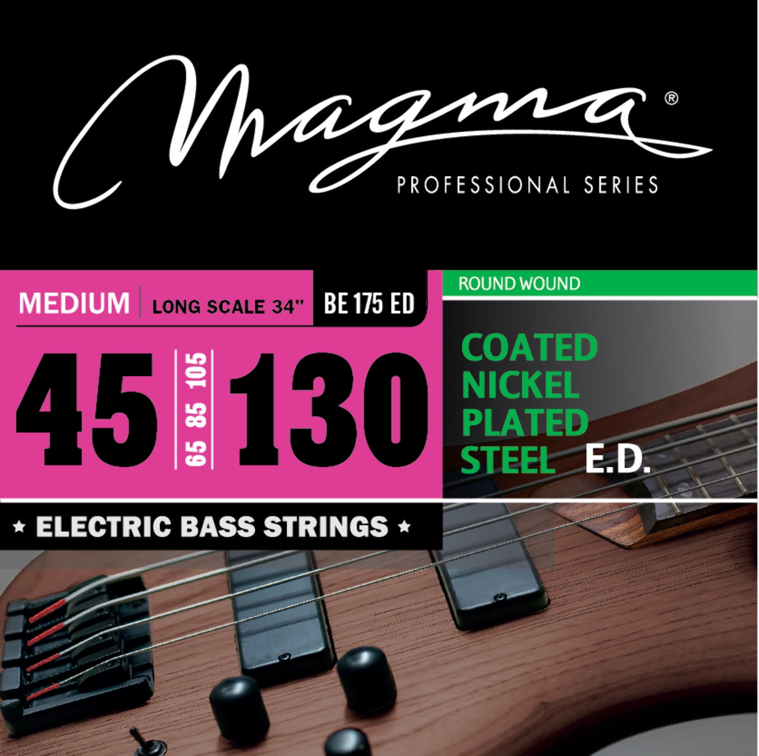 Electrical String Set Magma Electric Bass Strings Medium - COATED Nickel Plated Steel Round ...