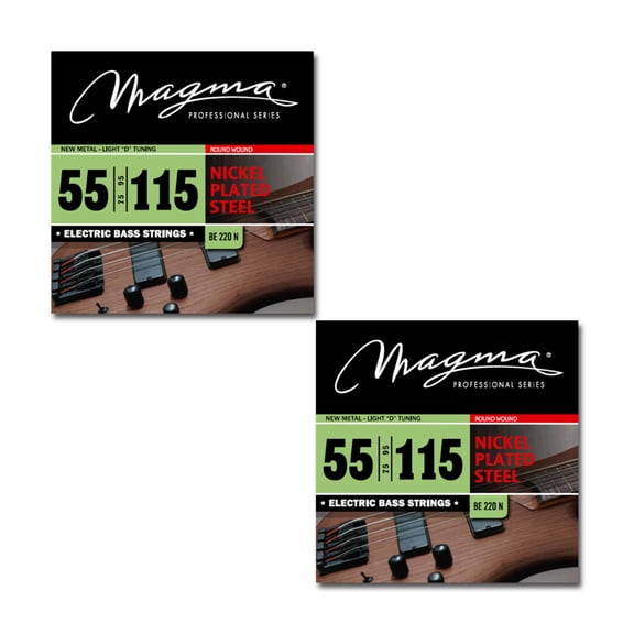 Magma Electric Bass Strings New Metal-Light - Nickel Plated Steel Round Wound - Long Scale 34" Set, .055 - .115 (BE220N)