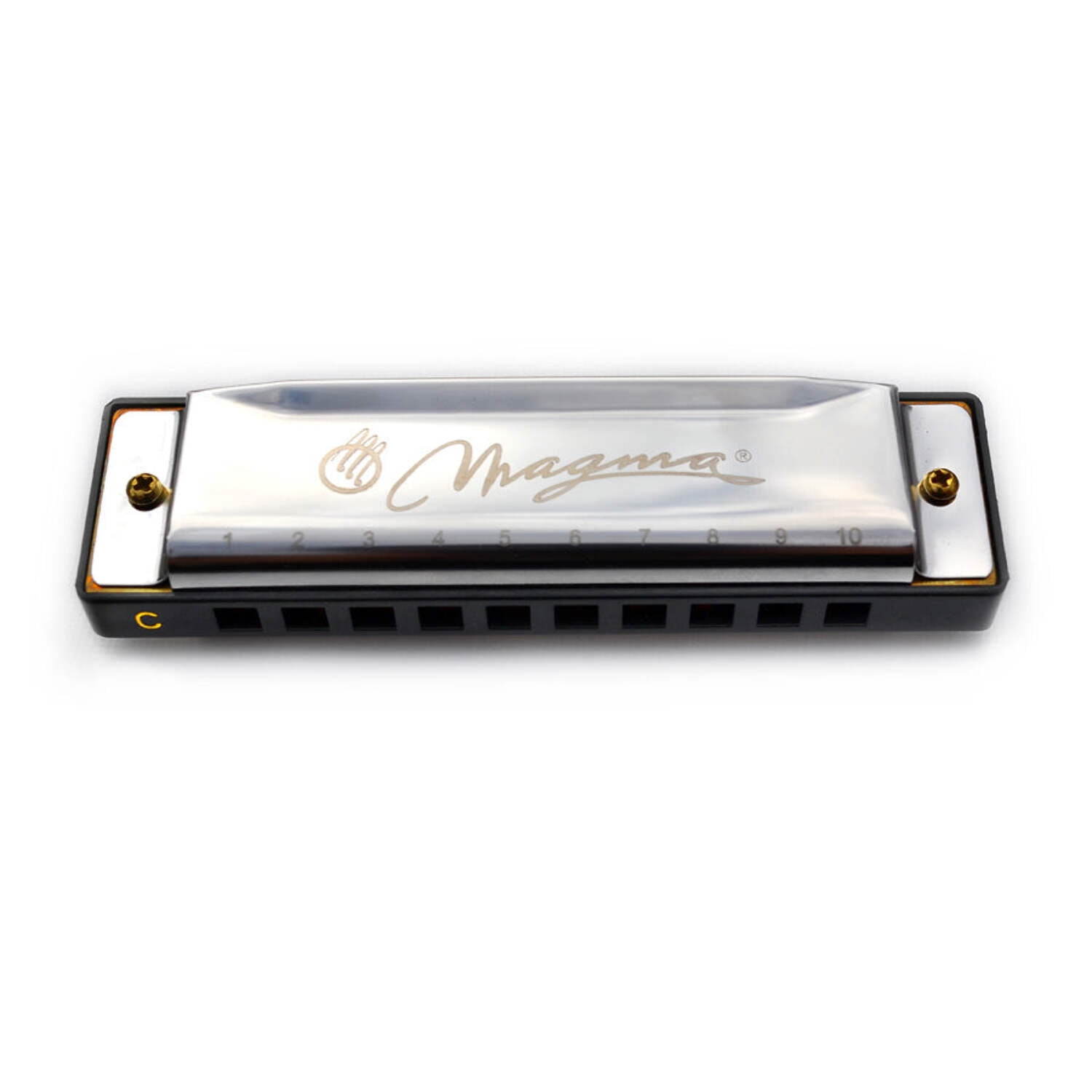 Magma Harmonica, 10 Holes 20 Tones Blues Diatonic Harmonica Key of C For Adults, Beginners, Professional Player and Kids, as Gift, Silver (H1004S)