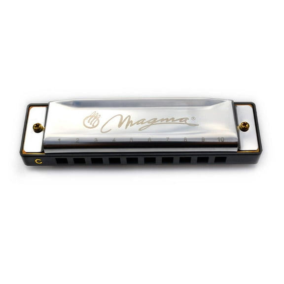 Magma Harmonica, 10 Holes 20 Tones Blues Diatonic Harmonica Key of C For Adults, Beginners, Professional Player and Kids, as Gift, Silver (H1004S)