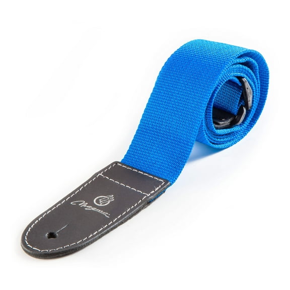 Magma Leathers 2 Soft-hand Polypropylene Guitar Strap with Leather Ends Bright Blue (07MP07.)